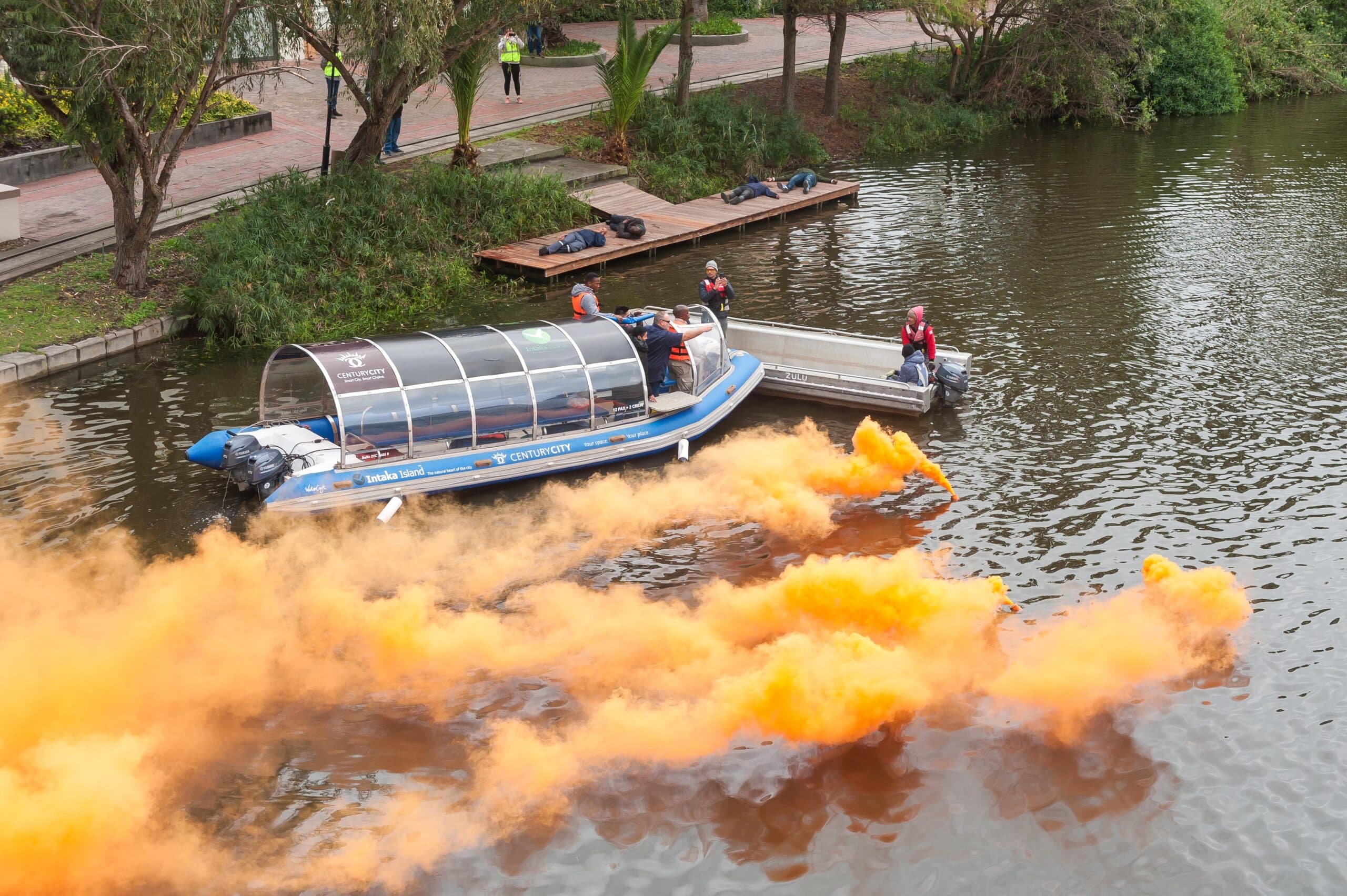 Passenger ferry up in flames - Century City Disaster exercise 2023